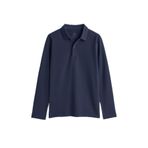 TOMMYLIFE Siyah Polo Yaka Basic Uzun Kollu Erkek Çocuk T-Shirt - 11170