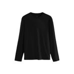 TOMMYLIFE Siyah Standart Fit Basic O Yaka Uzun Kollu İnce Erkek T-Shirt - 87997