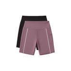 TOMMYLIFE Standart Fit Basic 2li Paket Siyah-Gül Kurusu Kız Çocuk Biker Tayt - 75189