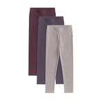 TOMMYLIFE Standart Fit Basic 3lü Paket Eflatun-Koyu Bej-Kahverengi Kız Çocuk Tayt - 75047