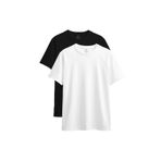 TOMMYLIFE Standart Fit Basic O Yaka 2li Paket Siyah-Beyaz Kadın T-Shirt - 97311
