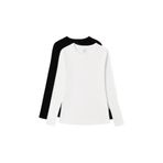 TOMMYLIFE Standart Fit Basic O Yaka 2li Paket Siyah-Beyaz Kadın T-Shirt - 97312