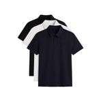 TOMMYLIFE Standart Fit Basic Polo Yaka 2li Paket Siyah-Beyaz Erkek T-Shirt - 87748