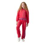 TOMMYLIFE Viva Kırmızı Pamuklu İçi Tüylü Yumuşak Dokulu Oversize Baskılı Kız Çocuk Eşofman Takım - 75147