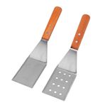 Tomotato Izgara Spatula Açık Hava Izgarası Için Düz Metal Spatula Paslanmaz Çelik Spatula Mutfak Izgara Aksesuarları Açık Barbekü Için Isıya Dayanıklı Teppanyaki(#2)