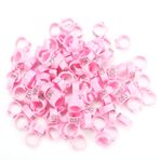 Tomotato Kuş Bacak Bantları Yüzükleri, 100 Adet/Çanta 8 MM 001-100 Numaralı Plastik Mektup Kimlik Etiketleri Kuşlar, Güvercin ve Kümes Hayvanları için (Pembe)