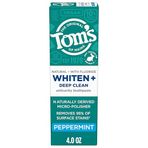 Tom’s of Maine Whiten Plus Deep Clean Whitening Toothpaste, Natural Whitening Toothpaste with Plant-Based Cleansers, Enamel Safe Formula, Whitens Without Causing Sensitivity, Peppermint, 4.0 oz
