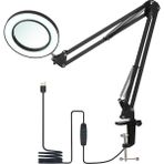 Tomshine 8x Büyüteçli Masa Lambası - Siyah (Yurt Dışından)