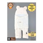 Tomuycuk 0-12 Ay Içi Elyaflı Peluş Welsoft Kulaklı Ekru Dış Bebek Kundak & Battaniyesi Kışlık Uyku Tulumu