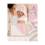 Tomuycuk %100 Pamuklu Başlıklı & Nakışlı Kız Bebek Banyo Havlusu- Yumuşak & Su Emici Bebek Havlusu- Hediyelik