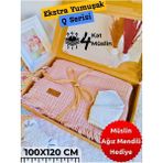 Tomuycuk 4 Kat Müslin Saçaklı Bebek Battaniyesi 100X120 Cm- %100 Pamuklu & Çok Amaçlı Battaniye - Sütlü Kahve - 0 - 2 Yaş