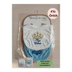 Tomuycuk 4'LÜ MAMA ÖNLÜĞÜ ERKEK BEBEK ÖNLÜK %100 PAMUKLU VE NAKIŞLI SALYA ÖNLÜK FULAR ÇITÇITLI