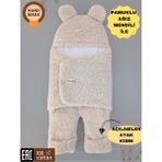 Tomuycuk Bebek Dış Kundak Battaniyesi Welsoft Ekstra Uzun Kışlık Peluş Ayakları Açılabilen Uyku Tulumu 0-12AY - 0 - 1 Yaş - Vizon