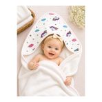 Tomuycuk Unicorn Desenli %100 Pamuklu Başlıklı Kız Bebek Banyo Havlusu Yumuşak & Su Emici Havlu