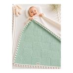 Tomuycuk Yeşil Kız Erkek Bebek Battaniyesi Pike%100 Pamuklu Doğal Organik Uyku Çift Taraflı Örtü 86x86cm