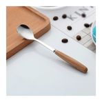 TOMYEUS Mutfak Paslanmaz Çelik Yeni Kaşık Ahşap Saplı Tatlı Kaşık Masa Takımı Yuvarlak Kaşık Dantel Kaşık Tatlı Kaşığı (Renk: Coffee Spoon)