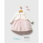 Tongs Baby Kız Bebek Saç Tokalı Kolsuz Elbise Bolero Takım Pudra 8183 - 24 - 36 Ay