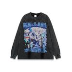 Tongyundacheng Japon Anime Sweatshirt Killua Zaoldyeck/Gon Freecss Cosplay Hoodie Moda Bisiklet Yaka Kazak Manga Tarzı Spor Üst Erkekler Kadınlar için, siyah, XL