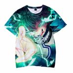 Tongyundacheng My Hero Academia Tişört Unisex Anime Toga Himiko 3D Baskılı Midoriya Izuku Todoroki Shouto Cosplay Kısa Kollu Casual Tops Tees, Midoriya Izuku - 2, M
