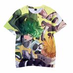 Tongyundacheng My Hero Academia Tişört Unisex Anime Toga Himiko 3D Baskılı Midoriya Izuku Todoroki Shouto Cosplay Kısa Kollu Casual Tops Tees, Midoriya Izuku - 3, M