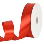 TONIFUL 1-1/2 İnç (40 mm) x 100 Metre Kırmızı Geniş Saten Kurdele Katı Kumaş Kurdele Hediye Sarma Sandalye Kanat Sevgililer Günü Düğün Doğum Günü Partisi Dekorasyon Saç Çiçekli El Sanatları Dikiş