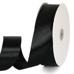 TONIFUL 1-1/2 İnç (40 mm) x 100 Metre Siyah Geniş Saten Kurdele Katı Kumaş Şerit Hediye Sarma Sandalye Kanat Sevgililer Günü Düğün Doğum Günü Parti Dekorasyon Saç Çiçekli El Sanatları Dikiş