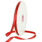 TONIFUL 3/8 inç x 100 Yard Kırmızı İnce Saten Kurdeleler Katı Kumaş Kurdele Rulo Hediye Paketleme Davetiyesi Çiçek Saç Balonları El İşi Dikiş Parti Düğün Popsicles Dekorasyon