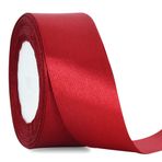 TONIFUL 4 cm x 22 m genişliğinde, koyu kırmızı saten bant, sağlam kumaş bantlar, düğün, araba, dekorasyon, sandalye, kuşak, el işi, hediye paketi, kesme, çiçek dikişi, parti dekorasyonu için
