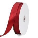 TONIFUL Bordo Saten Kurdele 25 mm, 91 metre dekorasyon hediye şerit ince şerit, kumaş şerit düğün, vaftiz ve doğum günü hediyeleri sevgililer günü hediye paketi