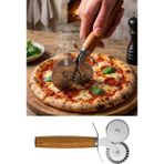 Tonkut Paslanmaz Çelik Çift Başlıklı Pizza Hamur Kesme Ruleti Börek ve Mantı Kesici Bıçak - Çok Renkli