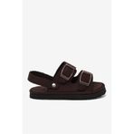 Tonny Black Çocuk Unisex Acı Kahve Rahat Kalıp Çift Tokalı Bebe Paitk Sandalet