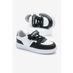Tonny Black Çocuk Unisex Beyaz Siyah Termo Taban Cırtlı Lastik Bağcıklı Spor Ayakkabı