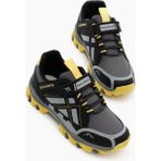 Tonny Black Çocuk Unisex Füme Sarı Termo Taban Su Itici Kumaş Cırtlı Trekking Ayakkabı - Füme - Sarı