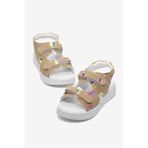 Tonny Black Çocuk Unisex Gold Rahat Kalıp Renk Desenli Çift Cırtlı Sandalet