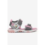 Tonny Black Çocuk Unisex Gri Pembe Rahat Kalıp Kaymaz Taban Çift Cırtlı Sandalet