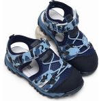 Tonny Black Çocuk Unisex Lacivert Kamuflaj Çoçuk Cırt ve Bağcıklı Rahat Kalıp Sandalet