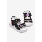 Tonny Black Çocuk Unisex Siyah Rahat Kalıp Renk Desenli Çift Cırtlı Sandalet