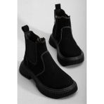 Tonny Black Çocuk Unisex Siyah Süet Lastikli Chelsea Bot Kalın Tırtıklı Termo Taban ile Konfor