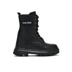 Tonny Black Çocuk Unisex Siyah Termo Taban Önü Bağcıklı Kar Botu