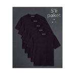 Tonny Black Erkek Siyah 5'li Paket %100 Pamuk Siyah T-Shirt