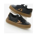 Tonny Black Unisex Çocuk Spor Ayakkabı Siyah Leopar Termo Taban Enerjik Yıldız Detaylı