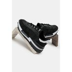 Tonny Black Unisex Siyah Beyaz Kalın Termo Taban Yazı Detaylı Retro Stil Günlük Spor Ayakkabı