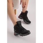Tonny Black Unisex Trekking Bot Siyah Füme Bağcıklı Rahat Kalıp Şerit Detaylı Tasarım - Siyah - Füme