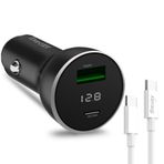Tonsiny Usb C araç şarj cihazı ve kablo 2m, google Pixel 8/7 Pro/7a/6/6a/5/4a, iPhone15 Pro/iPad Pro/Air için 2 Port voltaj göstergesi çakmak soketi, Samsung için PPs araba usb adaptörü