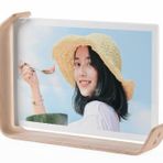 Tonsitian 1 adet 10 x 15 cm L şeklinde resim çerçevesi, huş ağacından sağlam fotoğraf çerçevesi, her iki tarafta akrilik, yatay veya dikey yerleştirilebilir, masa dekorasyonu için fotoğraf çerçevesi