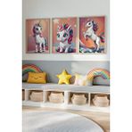 Tontilika Bebek Ve Çocuk Odası Unicorn Tema Ahşap Çerçeveli 3'lü Tablo Seti