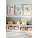 Tontilika Bebek Ve Çocuk Odası Unicorn Ve Ejderha Tema Ahşap Çerçeveli 3'lü Tablo Seti