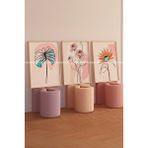Tontilika Floral Çizgisel Çiçek Sanat 3'lü Ahşap Çerçeveli Tablo Seti - 21x30