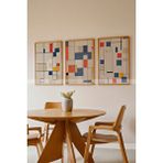 Tontilika Modern Renkli Geometrik 3 Parçalı Ahşap Çerçeveli Tablo Seti - 30x42