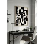 Tontilika Satranç Taşları Siyah Beyaz Soyut 1. Kalite Ahşap Çerçeveli Tablo – Dekoratif Tekli-21x30cm